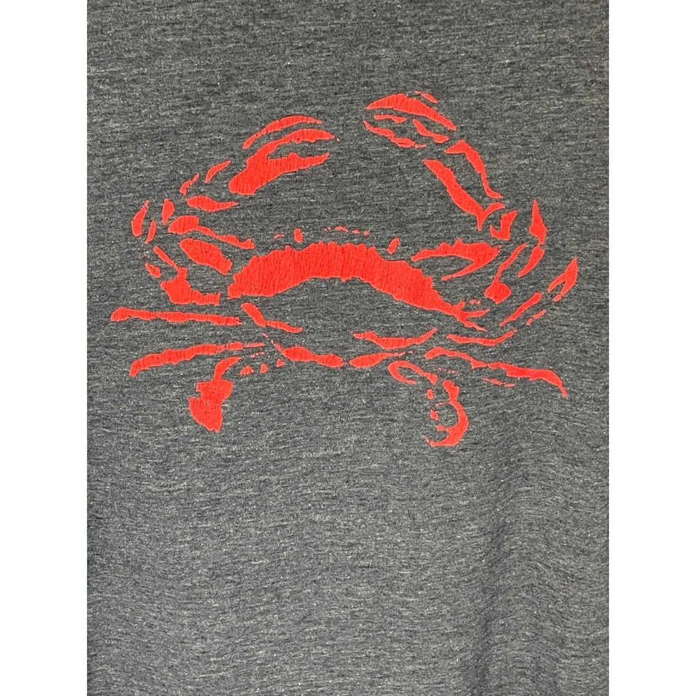 J Crew Essential Tee Men's Medium‎ Navy Blue Red Crab Graphic Short Sleeve